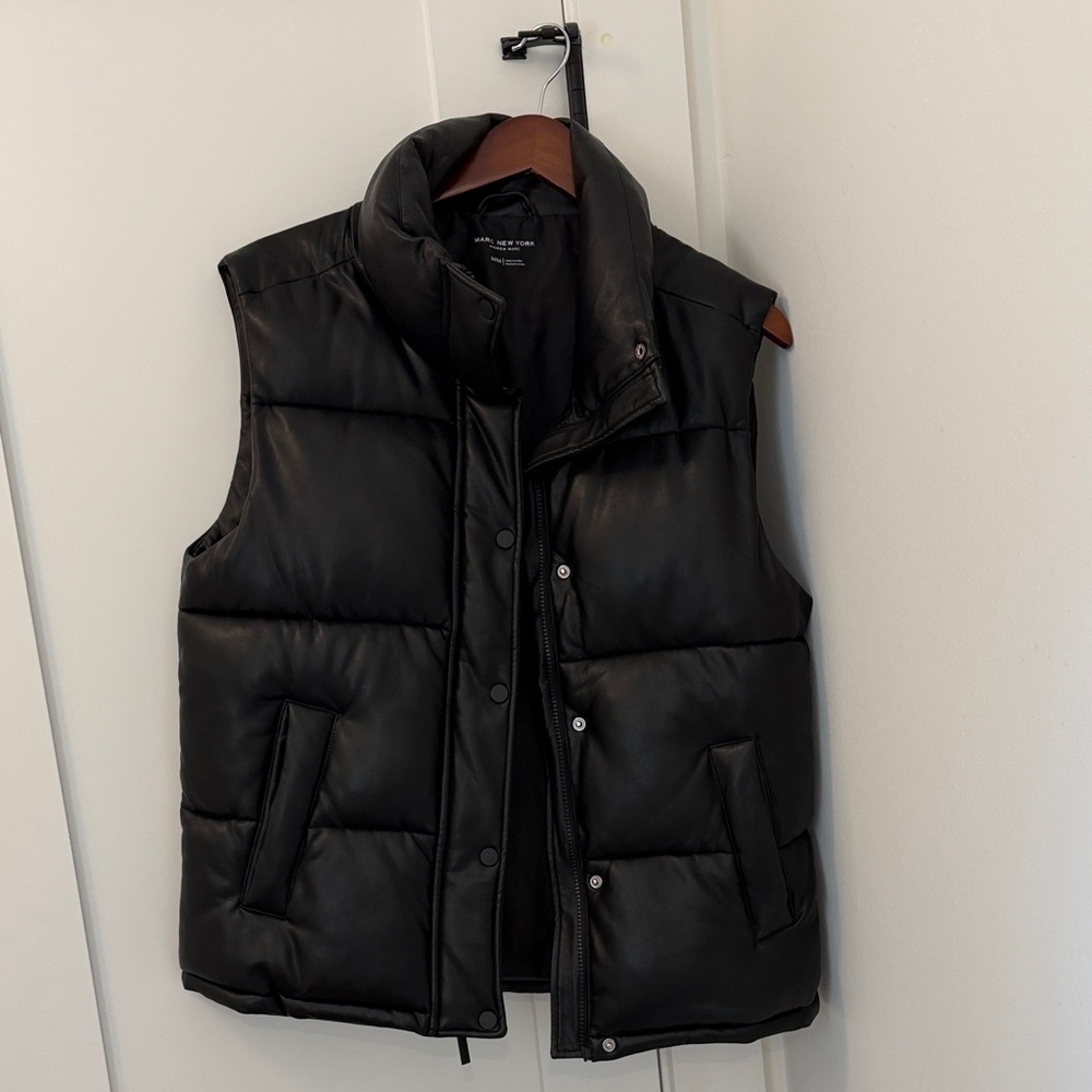Faux Leather Puffer Vest Jacket - Classic Quilted Sleeveless Coat
